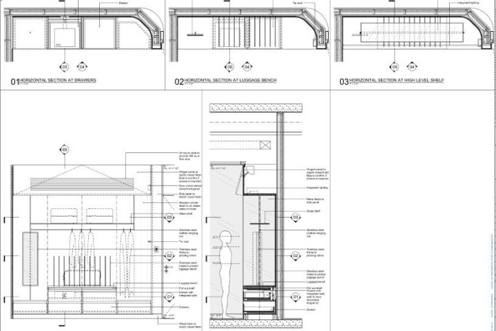 Detail Design, bespoke joinery wardrobe drawing by Helena Smith Interiors.