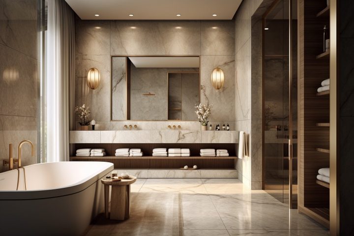 Luxury bathroom designed by Helena Smith Interiors, Interior Designer working in Knutsford.