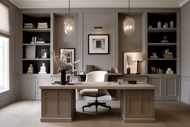 Classic Home Office with bespoke joinery designed by Helena Smith Interiors.