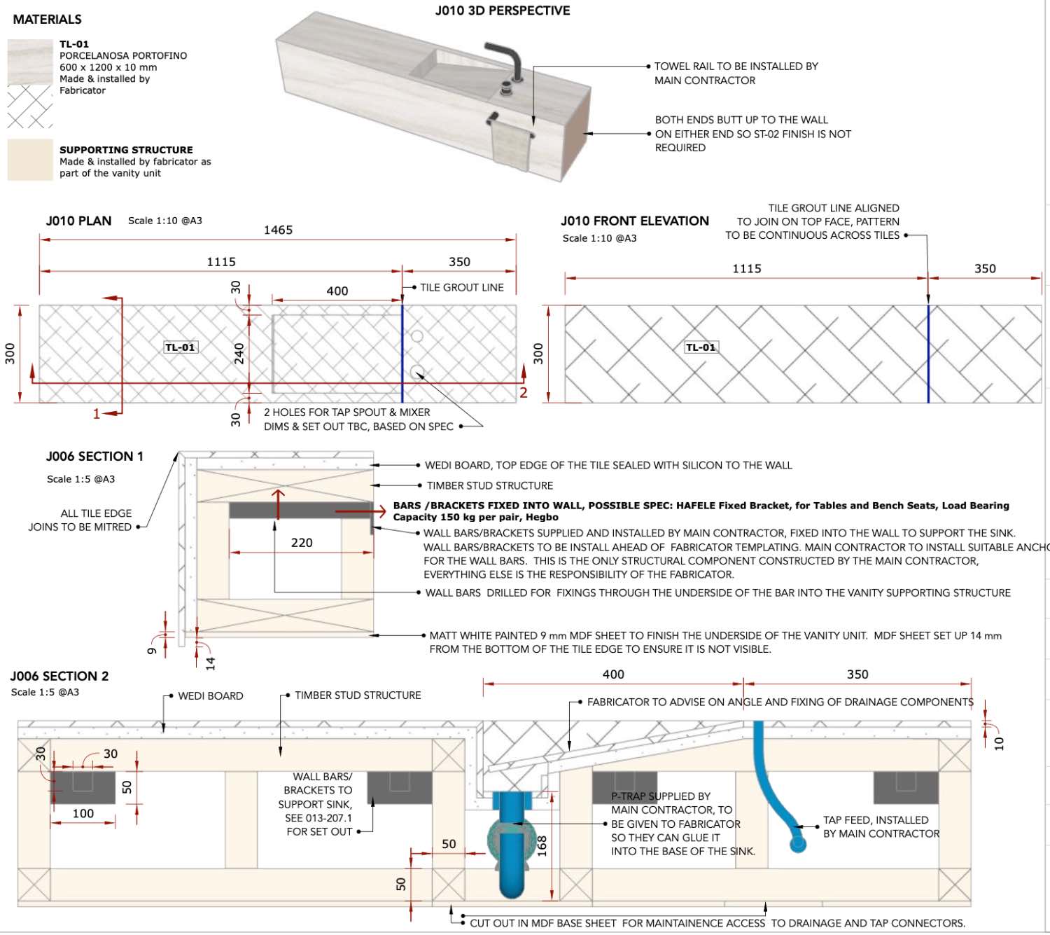 residential interior design technical drawings during construction